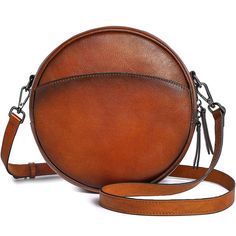 PRICES MAY VARY. Practical and Stylish Design: This cross body bag combines elegance of a trendy round purse and the practicality of a crossbody design. With extra pockets for interior organization, your daily items, such as phones, small cosmetics, wallets, lipsticks, keys, etc. are well organized. Premium Genuine Leather: Made from quality cowhide leather, we make great effort to ensure every detail of this leather purse. Soft genuine leather, sturdy hardware, faux suede lining, and excellent Round Leather Purse, Brown Round Case Shoulder Bag For Travel, Brown Round Case Shoulder Bag For Everyday, Brown Round Case Bag With Detachable Strap, Everyday Round Case Shoulder Bag With Detachable Strap, Everyday Shoulder Bag With Detachable Strap And Round Case, Round Shoulder Bag For Travel, Brown Round Case Shoulder Bag, Brown Round Bag For Daily Use