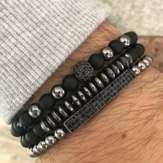 Bracelets Men's Multi Layers Gemstones 3pcs 3pcs. 6mm Beads Hematite, Black Matte Obsidian, Black Crystals Unisex Bracelets Wear Them Together Or Separately Keywords: Stylish, Dapper, Smart, Crystals, Spiritual, Swank, Boho Chic, Funky, Ultrachic, Posh, Natural Stone, Fashion, Hipster, Hip, Gemstones Statement, Edgy, Natty, Watches, Sophisticated, Classy, Fashionable, Rings, Festivals, Pulsera, Fresh, Create A Bundle And Save On Shipping Bracelets Sets, Charms Bracelets, Natural Stone Bracelets, Copper Material, Bead Charm Bracelet, Elastic Bracelet, Lava Stone, Disco Ball, Micro Pave