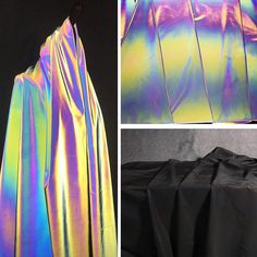 there are two pictures of the same material, one is shiny and the other is hologized