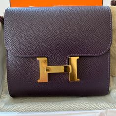 100% Authentic Brand New In Box With Dust Bag; Never Used Anemone Color Sold Out Everywhere Luxury Wallets With Gold-tone Hardware As Gift, Hermes Wallet Kelly, Hermes Wallet On Chain, Hermes Constance Wallet, Hermes Kelly Pocket Compact Wallet, Luxury Purple Rectangular Wallet, Hermes Bolide, Hermes Wallet, Duck Bag