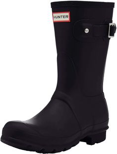 a black rubber boot with the word hunter on it