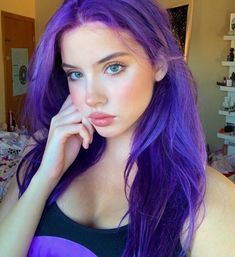 Blue Pink Hair, Easy Professional Hairstyles, Girl With Purple Hair, Dyed Hair Inspiration, Different Hairstyles, Stardew Valley, Hair Inspo Color