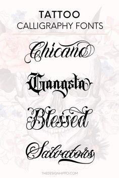 some type of tattoo font with flowers on it