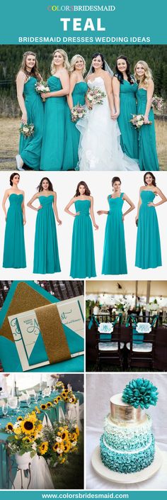 a collage of photos showing different bridesmaid dresses