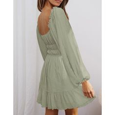 Pea Green Square Neck Pleated Chiffon Mini Dress Green Square, Chiffon Mini Dress, Pleated Chiffon, Mini Dresses, Women Dresses, Peas, Square Neck, Dresses Mini, Chiffon