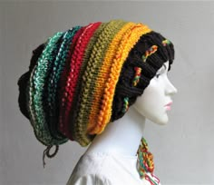 Dreads Long Tube Hat dreadlock Sock Oversized Slouchy Unisex Winter Slouchy Hat Knit Rasta Tam Hippie Boho Headband Dreadstyles Buggy Hat Dreads Woodland Hat Long slouchy beanie. In soft acrylic yarn. Vegan friendly headgear.It's warm and yet suitable to wear all year around.This hat should be suitable for long dreads.Length from crown to rim 14Widest point across 13"Stretches longer or wider if needed. If you need other colours or dimensions please contact me. Size:XXL - 24-27,6 inches (60-69cm Dreads Long, Hair Like Wool, Reggae Bob Marley, Dread Accessories, Long Dreads, Beautiful Dreadlocks, Festival Hat, Hat Knit, Boho Headband