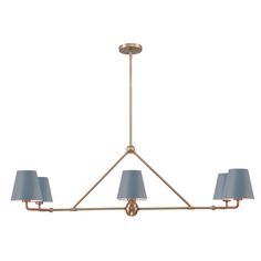 Xavier 6 Light Chandelier in Blue - The Well Appointed House Piano Room Lighting, Linear Chandelier Dining Room, 6 Light Chandelier, Dining Room Blue, Office Library, Piano Room, Permanent Residence, Dining Room Chandelier, Linear Chandelier