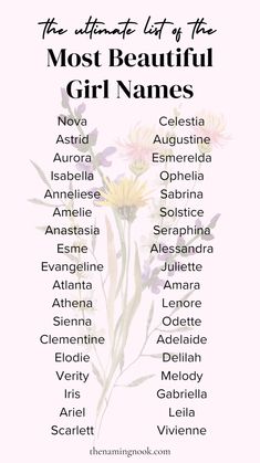 the ultimate list of the most beautiful girl names