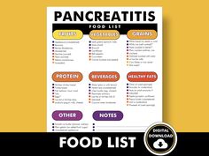 PANCREATITIS FOOD LIST - Printable PDF Guide - What to Eat and What to Avoid - Quick Reference Sheet Are you trying to follow a pancreatitis friendly diet and seeking guidance on what foods to include in your diet? Look no further! Our simple Pancreatitis Diet Food List is here to assist you on your journey towards healthier eating habits. This downloadable PDF guide provides a carefully curated selection of foods ideal for managing your diet and promoting overall well-being. If you are seeking Registered Dietitian, Foods To Avoid, Healthy Eating Habits, Eating Habits, Medical Advice