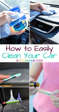 how to easily clean your car with diy cleaning products and cloths in the back seat