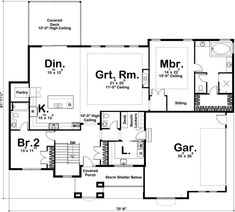 the first floor plan for this house shows the living area and dining room, as well as