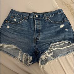 Levi Original 501 Jean Shorts Medium Waisted Medium Wash Levis Shorts, Levi 501, 501 Jeans, Levi Jeans 501, Levi Shorts, Levis 501, Jean Shorts, Levi's, Color Blue