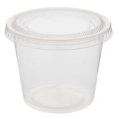 a clear plastic container with lid on a white background