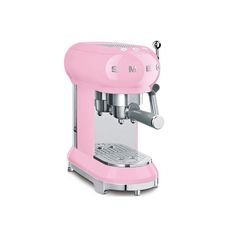 a pink espresso machine on a white background