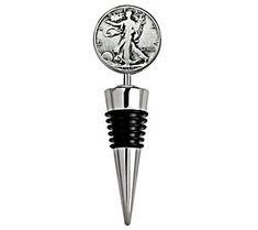 a bottle stopper with an image of a woman holding a cupid on it