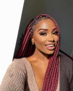 Burgundy Box Braids, Red Box Braids, Jumbo Braiding Hair, Blonde Box Braids, Cute Box Braids Hairstyles, Protective Hairstyles Braids, Crochet Braids Hairstyles