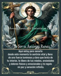 an angel holding a fish in his hand with the caption to soy el arcangel raphael