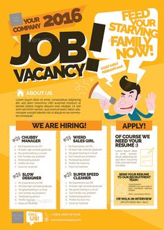 the job vacany flyer is designed to be used as an advertisement or brochure