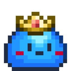 an image of a pixellated character with a crown on it's head and eyes