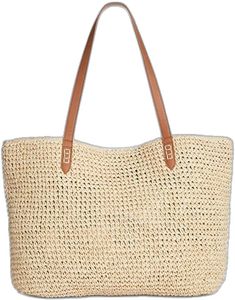 Casual Shoulder Bag With Adjustable Strap For Travel, Lightweight Beige Straw Bag For Travel, Casual Lightweight Natural Bag, Casual Lightweight Natural Color Bags, Casual Lightweight Rectangular Bag, Casual Everyday Bags For Summer, Casual Beige Beach Tote Bag, Casual Beige Tote Beach Bag, Casual Shoulder Bag For Travel