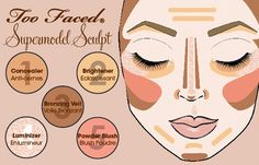 How to sculpt your face with makeup. Contour Tricks, Too Faced Cosmetics, Makati, Diy Makeup