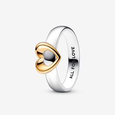 Radiant Two-tone Sliding Heart Ring | Two-tone | Pandora US All For Love, Princess Tiara, Rings Jewelry Fashion, Crown Ring, Follow Your Heart, Diy Schmuck, Tiaras And Crowns, Sterling Silver Bands, Types Of Rings