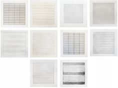 nine different types of blinds are shown in white and grey colors, each with vertical lines