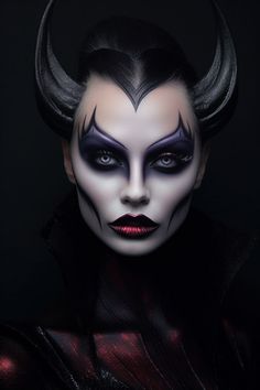 Maleficent Costume Makeup, Villain Makeup, Evil Queen Makeup, Disney Villains Makeup, Rocky Horror Picture Show Costume, Dark Fantasy World, Maleficent Makeup, Halloween Makeup Witch, Angel Makeup