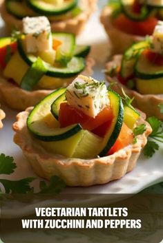 Mini tartlets filled with zucchini and bell peppers, offering a vibrant and flavorful vegetarian Italian finger food for parties. Vegetarian Finger Food, Fancy Appetizer Recipes, Fancy Appetizers