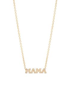 ZOË CHICCO Itty Bitty Mama Pendant Necklace, Main, color, YELLOW GOLD Genuine Pearl Necklace, Zoe Chicco, Best Gifts For Mom, Bar Pendant Necklace, Coin Pendant Necklace, Initial Pendant Necklace, Circle Diamond, Beaded Drop Earrings, Handcrafted Necklace