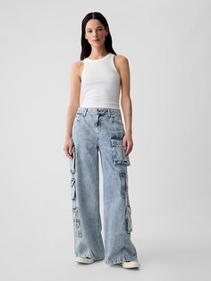 Mid Rise Cargo Baggy Jeans Baggy Jean, Jeans Cargo, Water Saving, Clothing Inspiration, Reference Photos, Mid Rise Jeans, Baggy Jeans, Outfits For Teens, Recycled Cotton