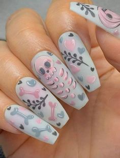 Spooky Summer Nails, Edc Nails Designs, Weird Nails, Ongles Goth, Nail Art Halloween, Nagel Design, Spring Designs, Witchy Nails, Halloween Acrylic Nails