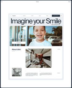 an image of a website page with the words imagine your smile on it