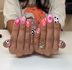 Checkered Nails, Cow Nails, Back To School Nails, Simple Gel Nails