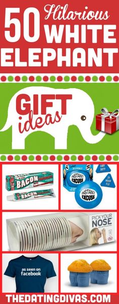 an advertisement for white elephant gift ideas