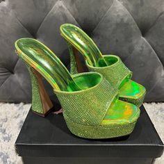 Lime Green Rhinestone Dolls Kill Platform Sandals Dolls Kill, Peter Pan, Platform Sandals, Lime Green, Dolls, Sandals, Green