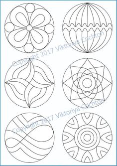 four different circular designs in black and white