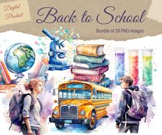 the back to school poster features two children with backpacks and books