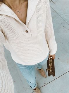 Amazon Sweaters for Fall affordable fashion date night look ankle boots agolde jeans fall bag fall fashion Fashion Date Night, Fall Bags, Agolde Jeans, Fall Jeans, Button Sweater