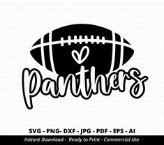 a football svg file with the word's name and a heart on it