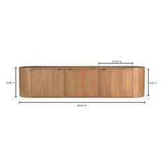 the side view of a large wooden cabinet with measurements for each door and bottom section