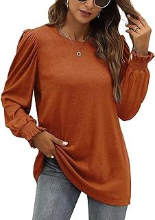 Tunic Tops Casual, Dressy Blouse, Tunic Sweatshirt, Puff Long Sleeves, Women Tunic Tops, Womens Long Sleeve Shirts, Dressy Tops, Tunic Shirt