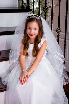 BELLA TIARA'S EXCLUSIVE COMMUNION ITALIAN COLLECTION beautiful 2 tier organza satin edge communion veil measures 24" x 27 long suitable for a child on metal combadd any of our beautiful tiara sold separately *Note processing time is not shipping time, our regular Free shipping takes approx. 5-6 days to receive after shipped. With rush processing your order is expedited and you will also be upgraded to priority mail approx 2-3 days to arrive once shippedExpress shipping is available always contac Veil And Tiara, Communion Tiara, First Communion Veils, Communion Veils, Beautiful Tiaras, Metal Comb, Photo Frame Gallery, Holy Communion, First Communion