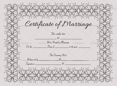 certificate of marriage with ornate border