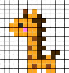 a cross stitch pattern with a giraffe's face in yellow and brown