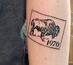 a stamp with an image of a buffalo on it's arm that reads, 1970