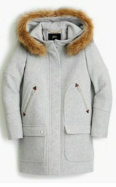 JCrew $365 Petite Chateau Parka Italian Stadium Cloth Wool Coat  HEATHER DUSK #J8369 J Crew Product details: Our year-after-year best seller, crafted in toasty stadium-cloth wool made just for us at the family-owned Nello Gori mill in Italy. Bonus: A hood with chic (and removable) faux-fur trim has the ability to make you feel a little more pulled together when it's freezing out. Italian wool/nylon. Dry clean. ⦁ BRAND NEW. WAS PURCHASED DIRECTLY FROM J.CREW.  ⦁ This sale is not sponsored or endo J Crew Chateau Parka, Saint Nick, Crew Clothing, Pantalon Large, Fur Hood, Parka Jacket, Outerwear Women, Wool Coat, Cashmere Sweaters