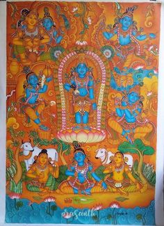 Buy Kerala Original Mural Painting Krishnaleela, Artwork, Canvas Rolled, Wall Decor Online in India - Etsy Kerala Mural Painting Outline, Mural Painting Outline Sketches, Mural Painting Outline, Kerala Mural Painting Outline Sketches, Outline Sketches, Pencil Drawing Images