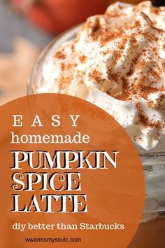 pumpkin spice latte in a glass bowl with cinnamon sprinkles on top