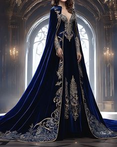 House Of The Dragon Inspired Dresses, Blue Gown Aesthetic, Blue Midevil Dresses, Royal Aesthetic Princess Dress, Fantasy Royal Clothing, Queen Dress Royal, Medieval Queen Dress, Empress Gown